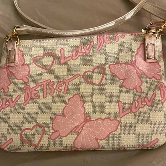 Luv Betsy Pink and Cream Butterfly Wristlet or Crossbody - Picture 2 of 6